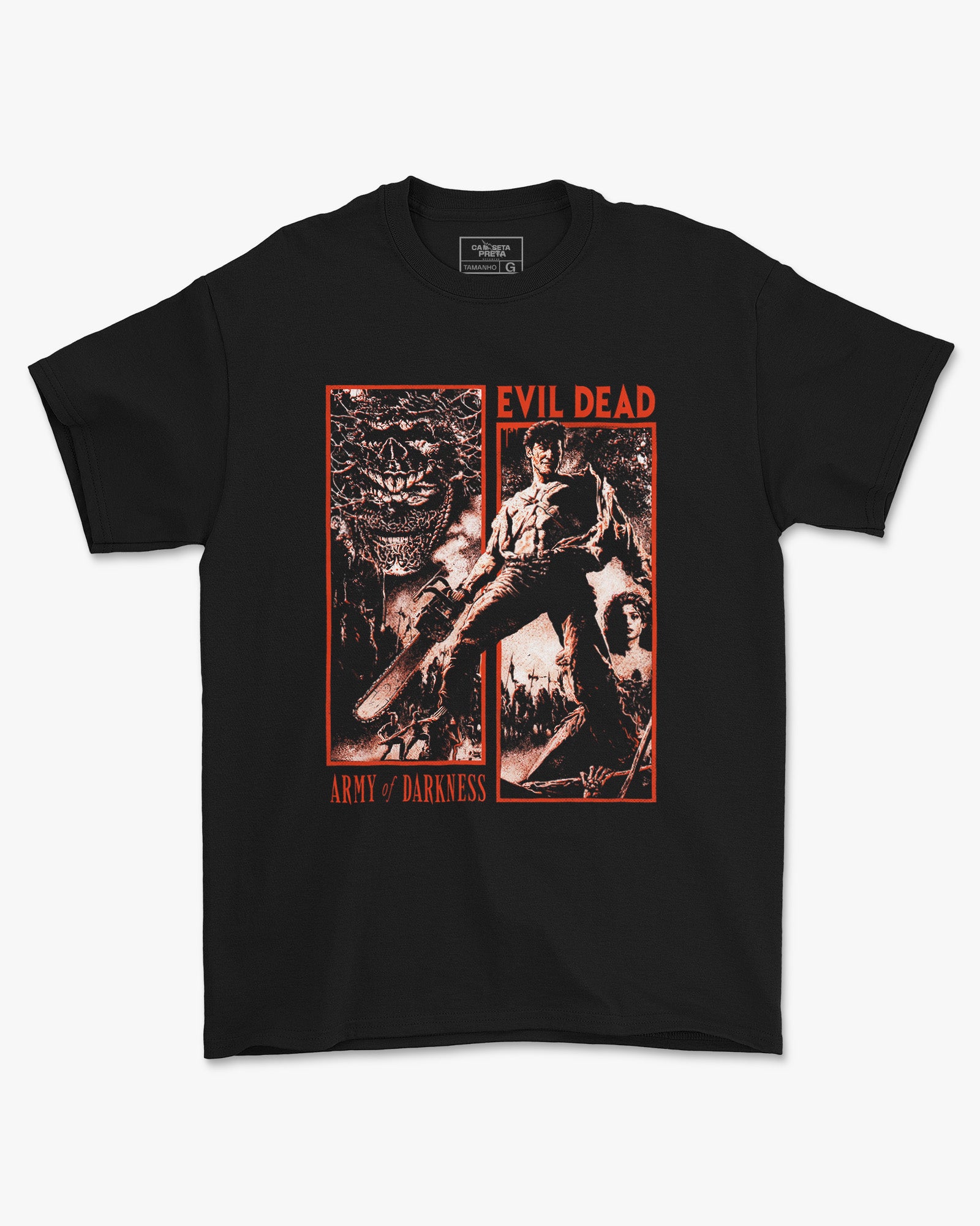 Camiseta Preta Evil Dead Army of Darkness Horror Unissex