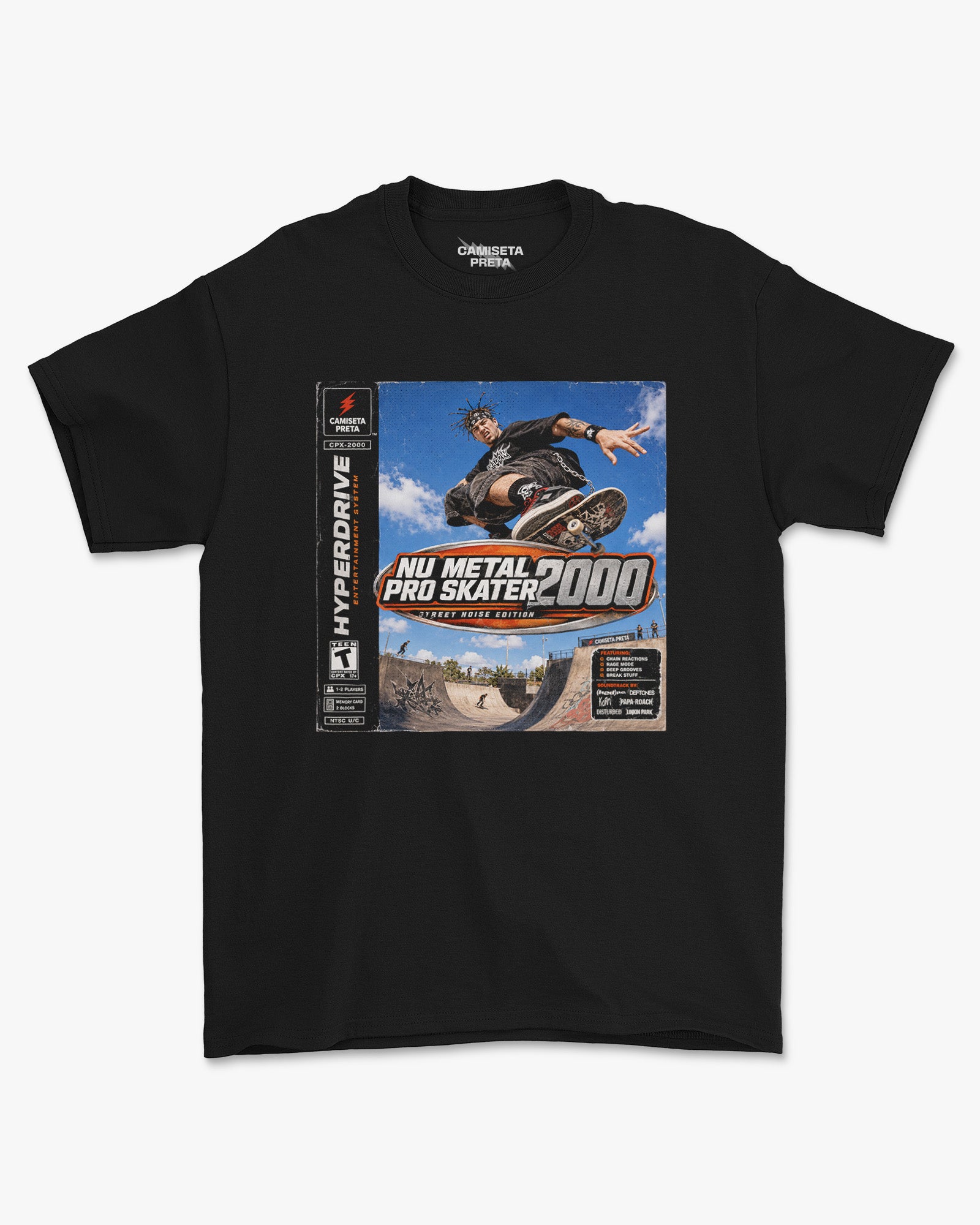 Camiseta Preta Nu Metal Pro Skater 2000