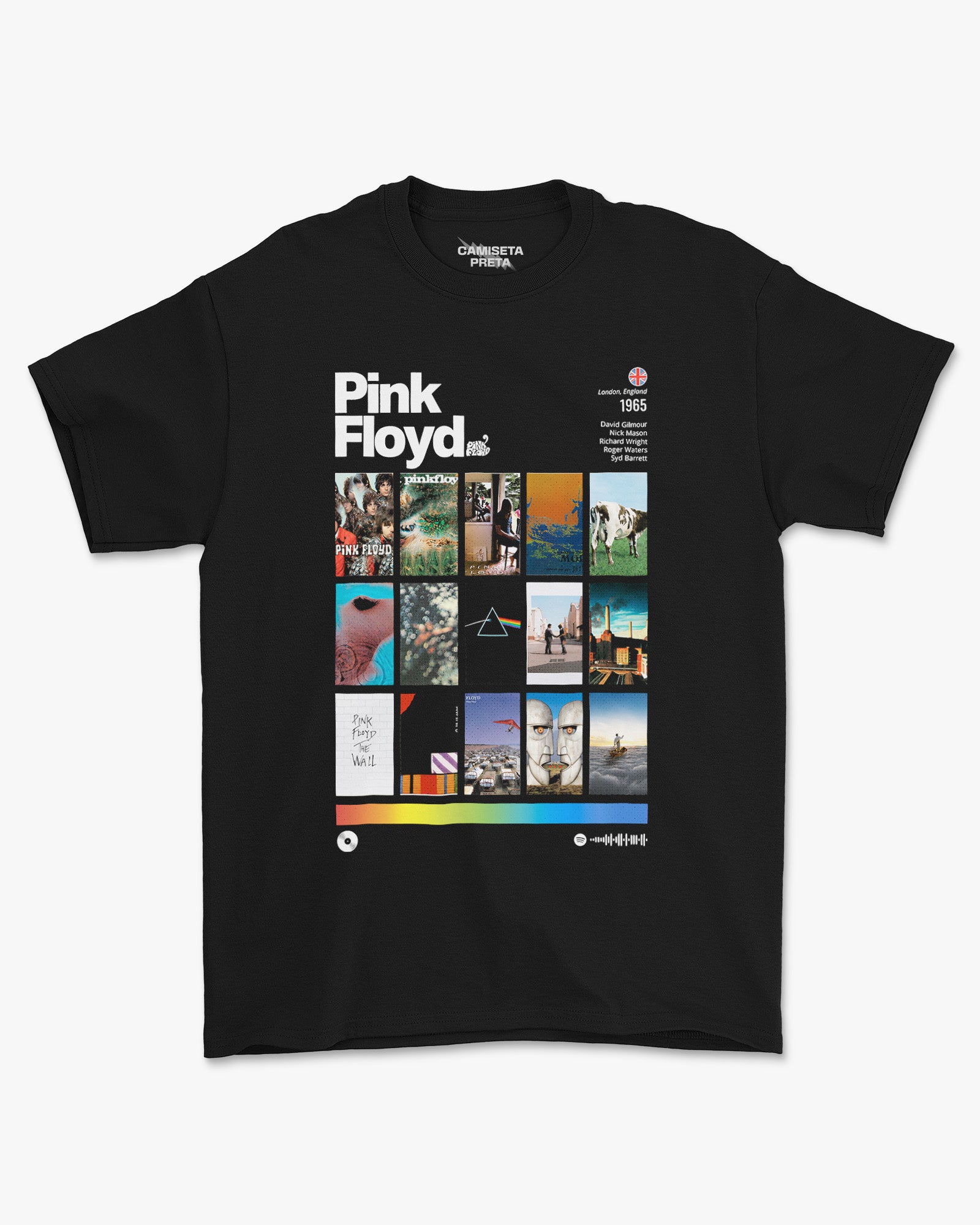 Camiseta Preta Pink Floyd Discografia