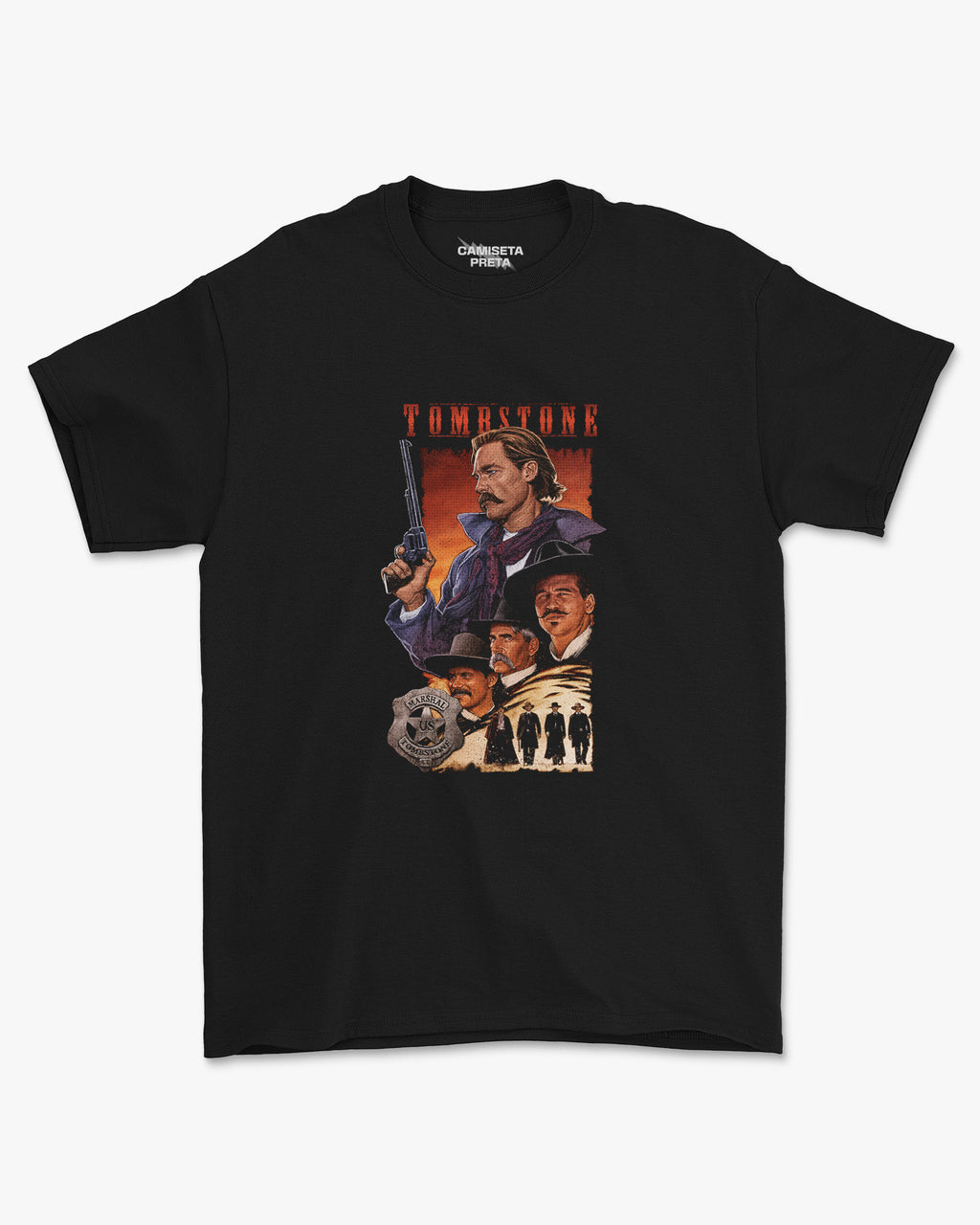Camiseta Preta Tombstone Lawmen & Outlaws