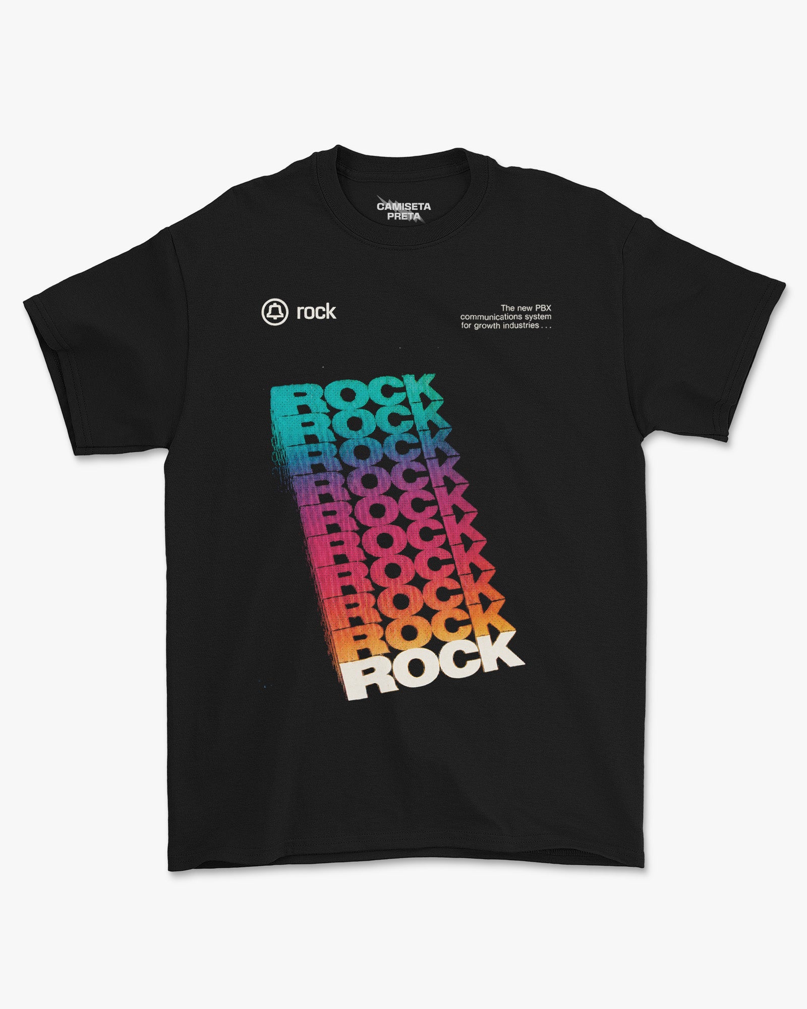 Camiseta Preta Rock Typography Vintage System