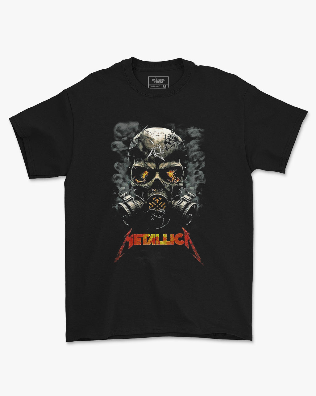 Camiseta Rock Metallica Gas Mask Estampa
