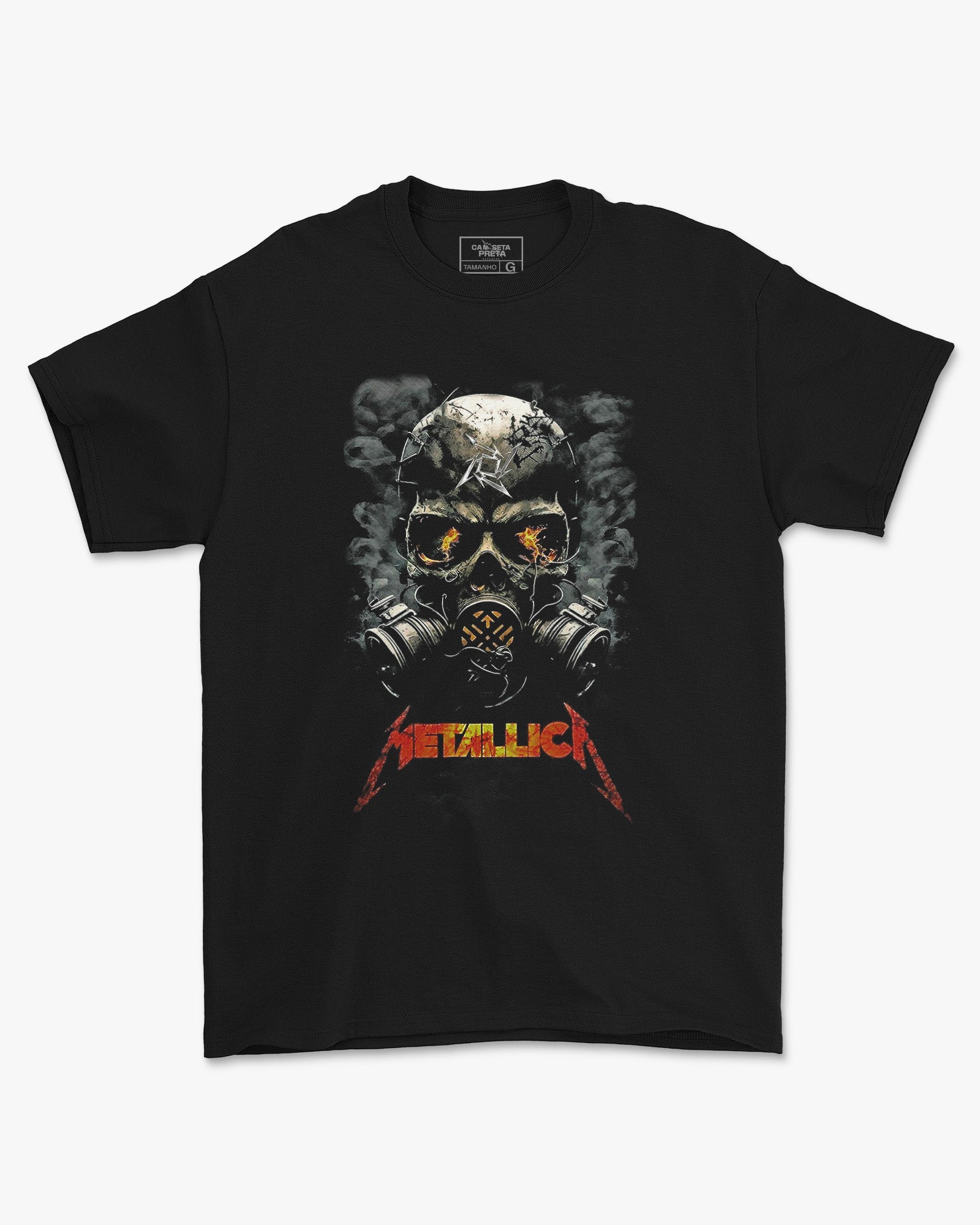 Camiseta Rock Metallica Gas Mask Estampa