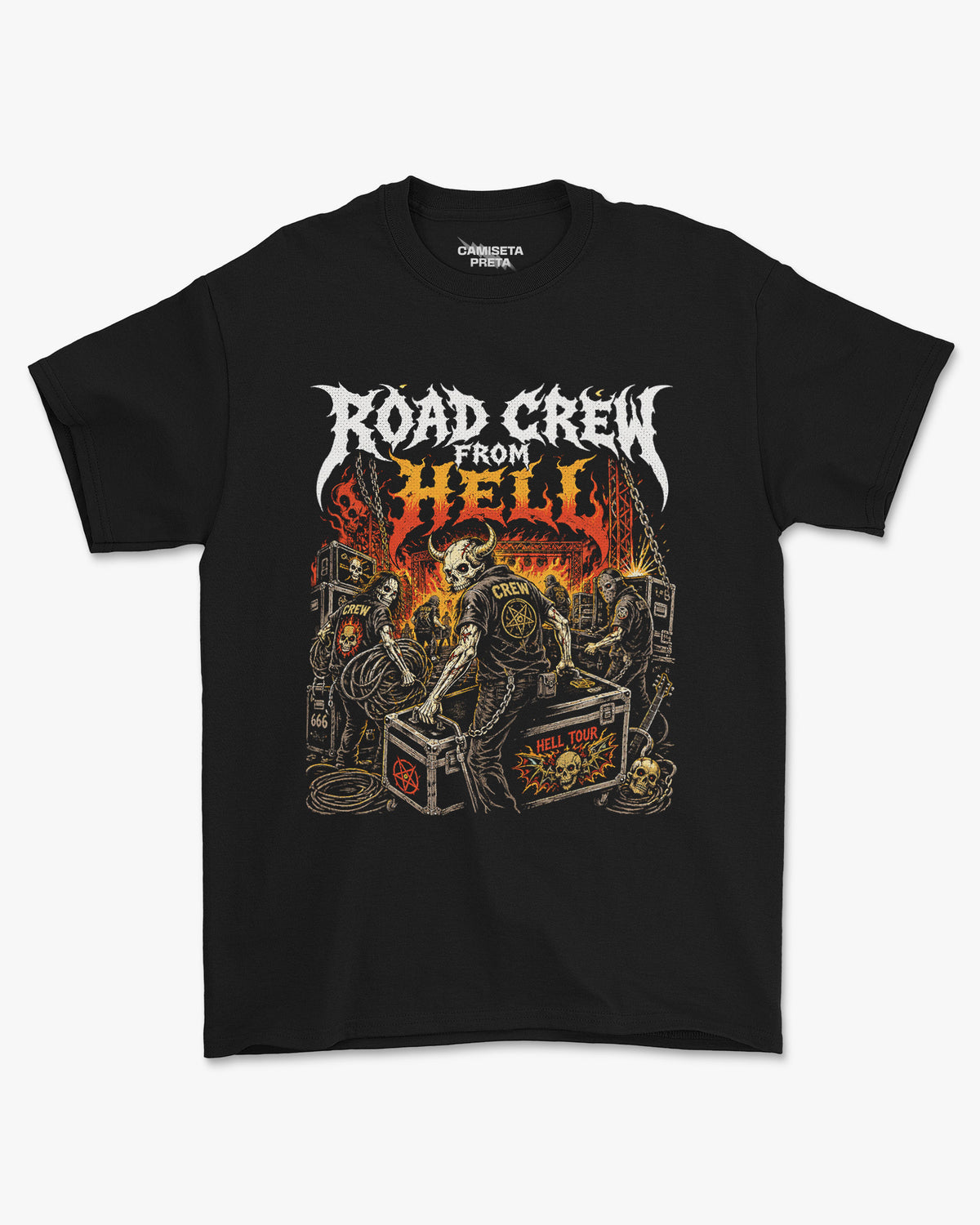 Camiseta Preta Road Crew From Hell