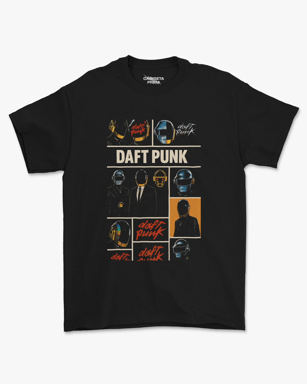 Camiseta Preta Banda Daft Punk Robôs Classic Edition