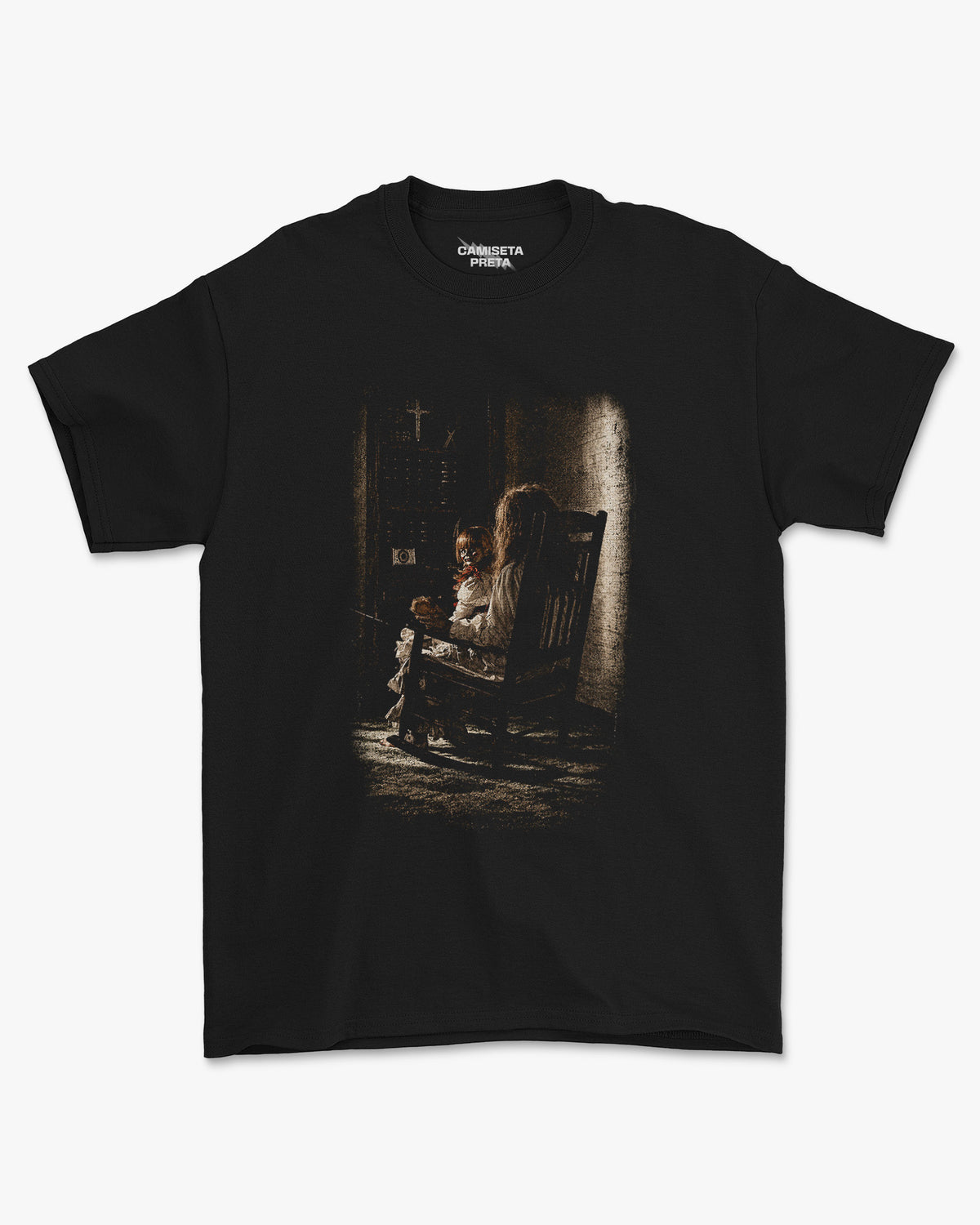 Camiseta Preta Annabelle The Haunted Chair