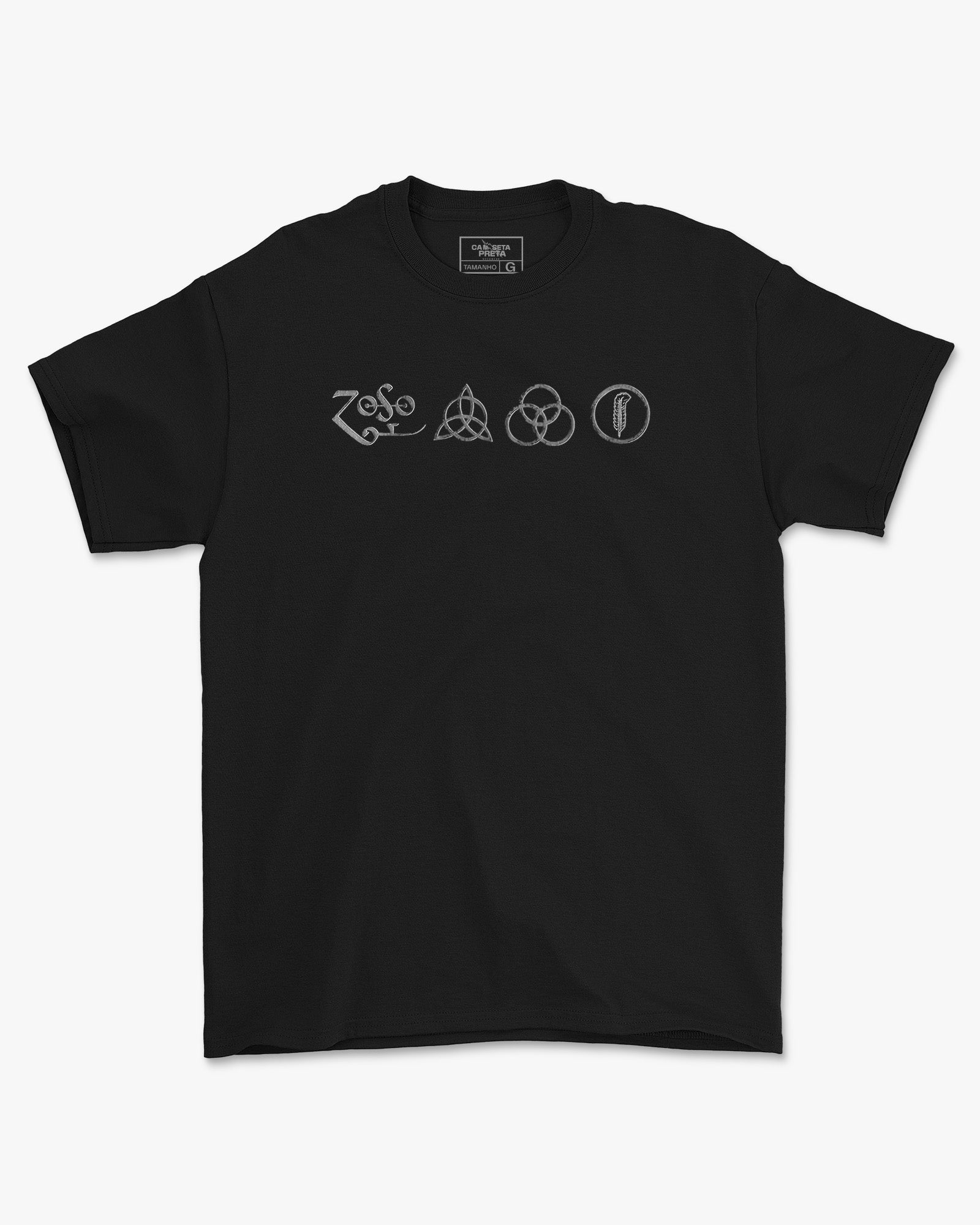 Camiseta Led Zeppelin Quatro Símbolos Branca
