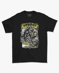 Camiseta Preta Monday Gato Motocicleta Unissex