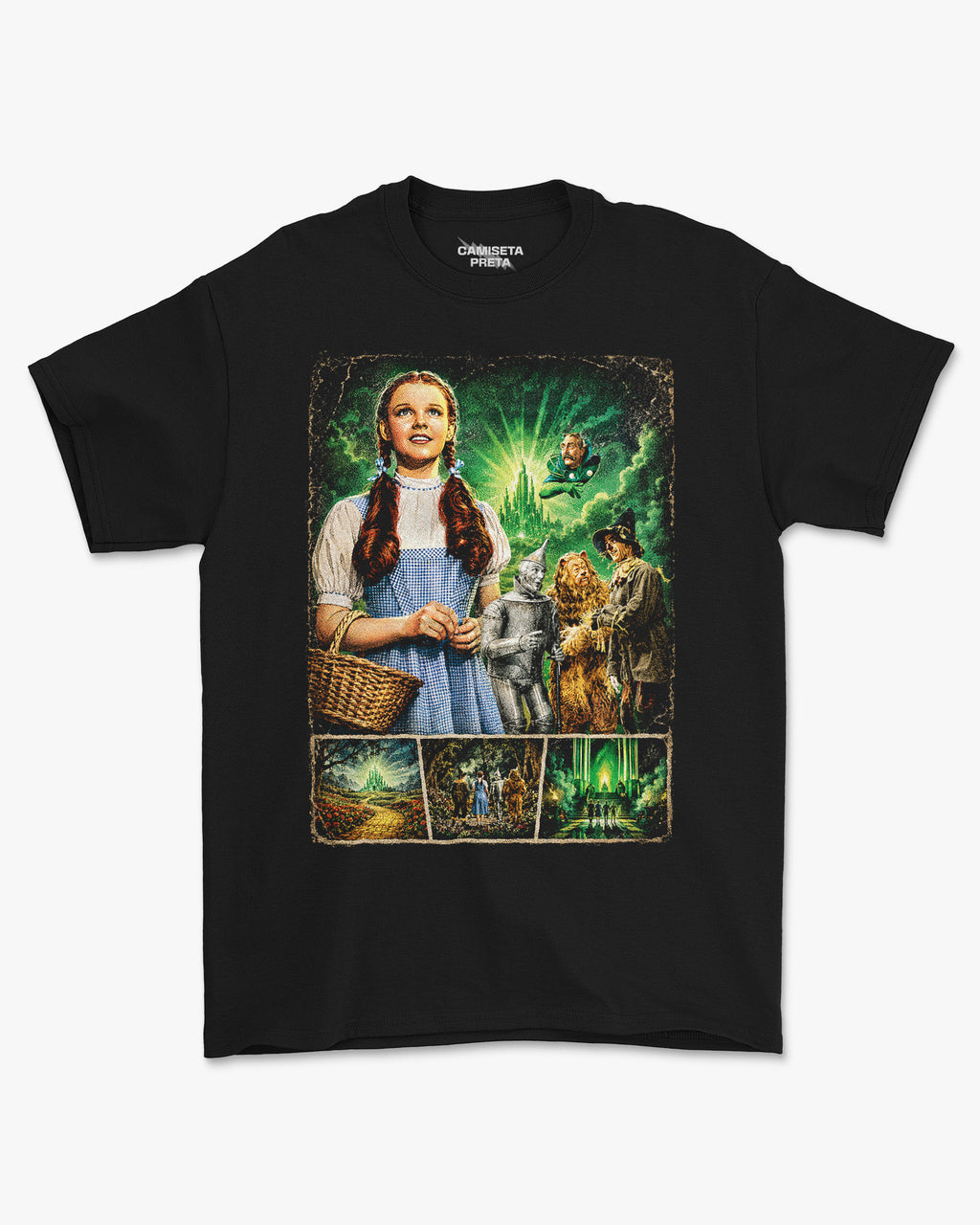 Camiseta Preta Dorothy The Wonderful Wizard Of Oz Estampa Vintage