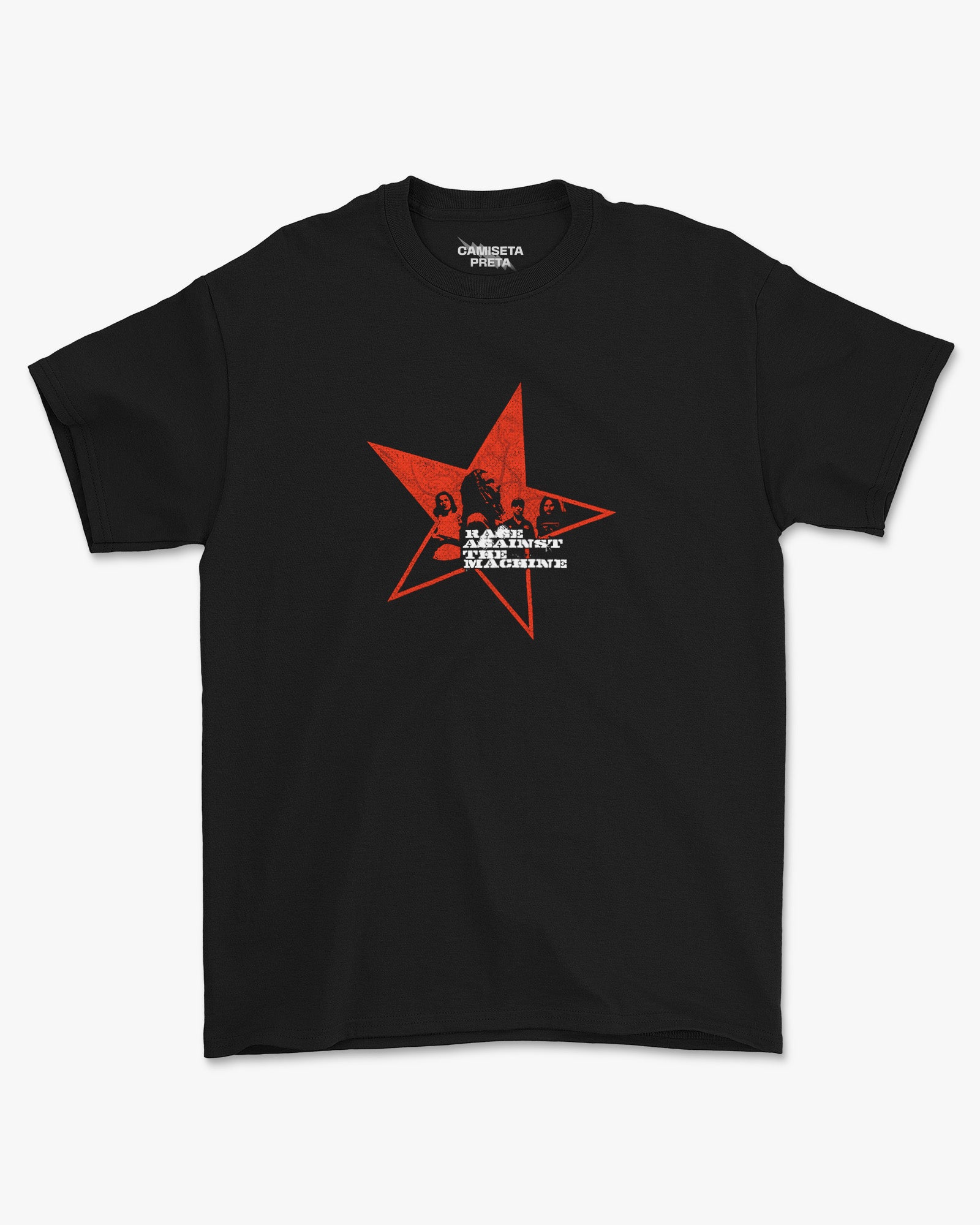 Camiseta Preta Rage Against the Machine Red Star