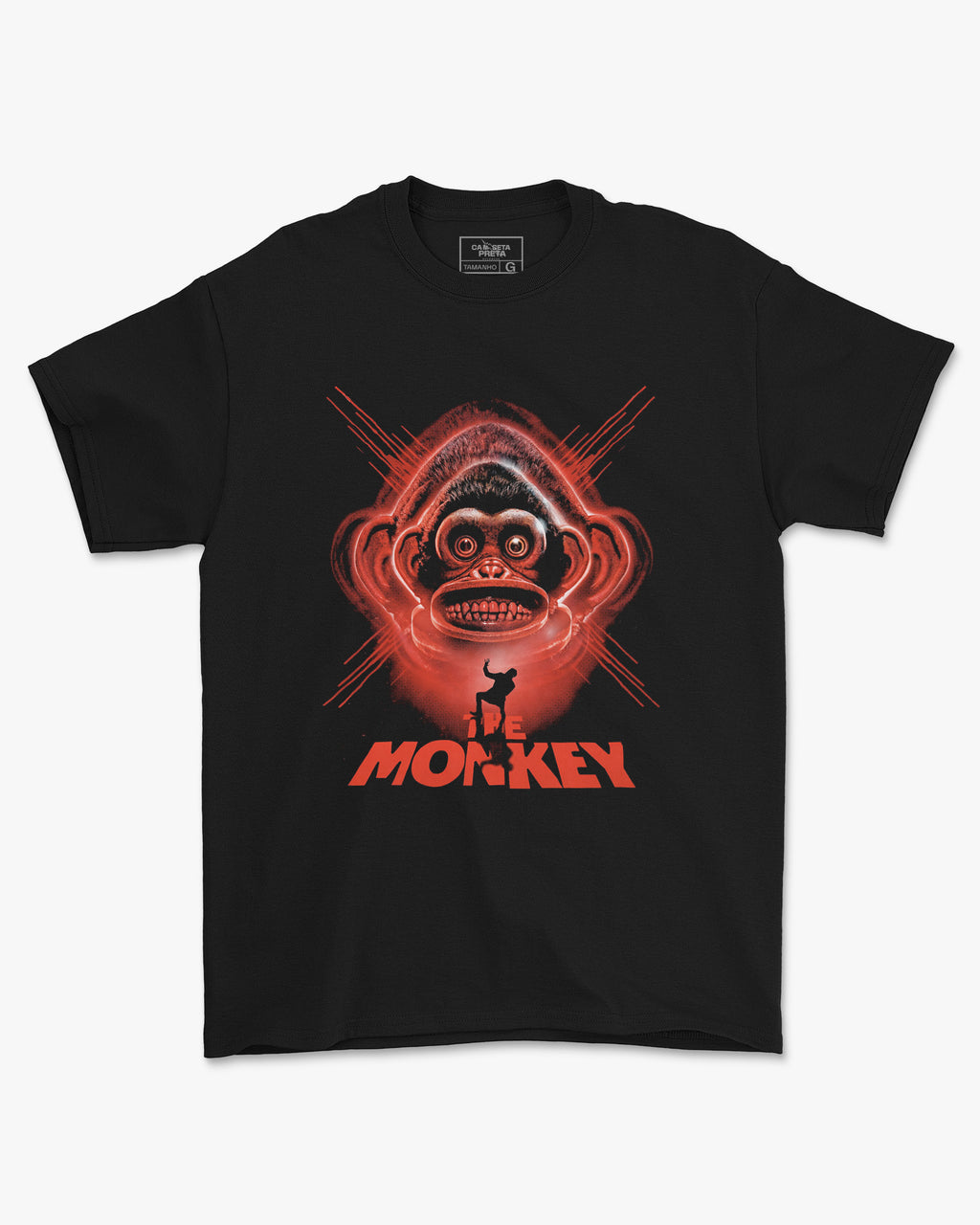 Camiseta Preta The Monkey Arte Horror Estilo Sombrio Unissex