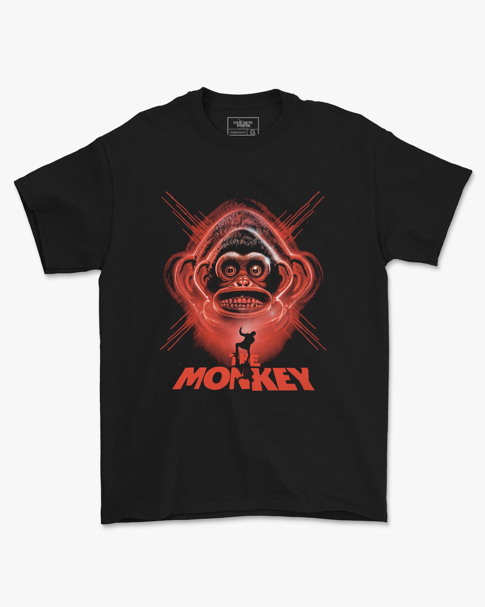 Camiseta Preta The Monkey Arte Horror Estilo Sombrio Unissex