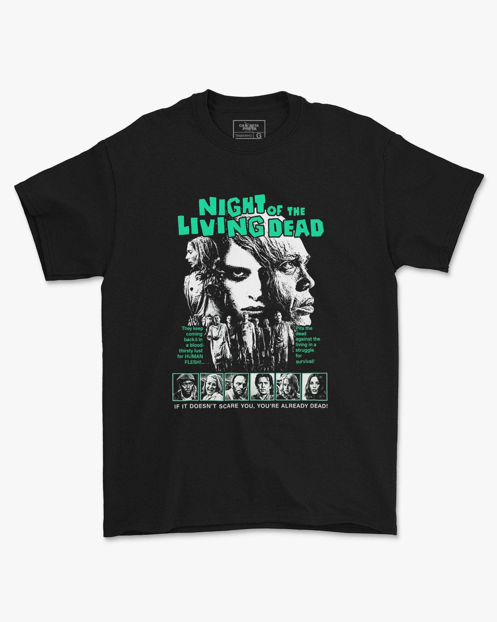 Camiseta Preta Night of the Living Dead Zumbis Unissex