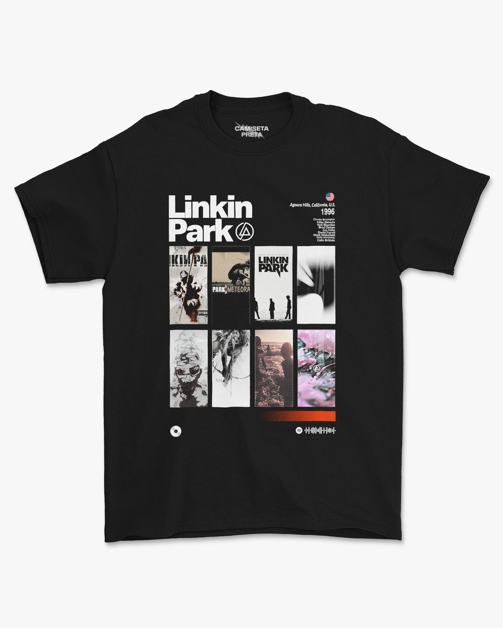 Camiseta Preta Linkin Park Discografia