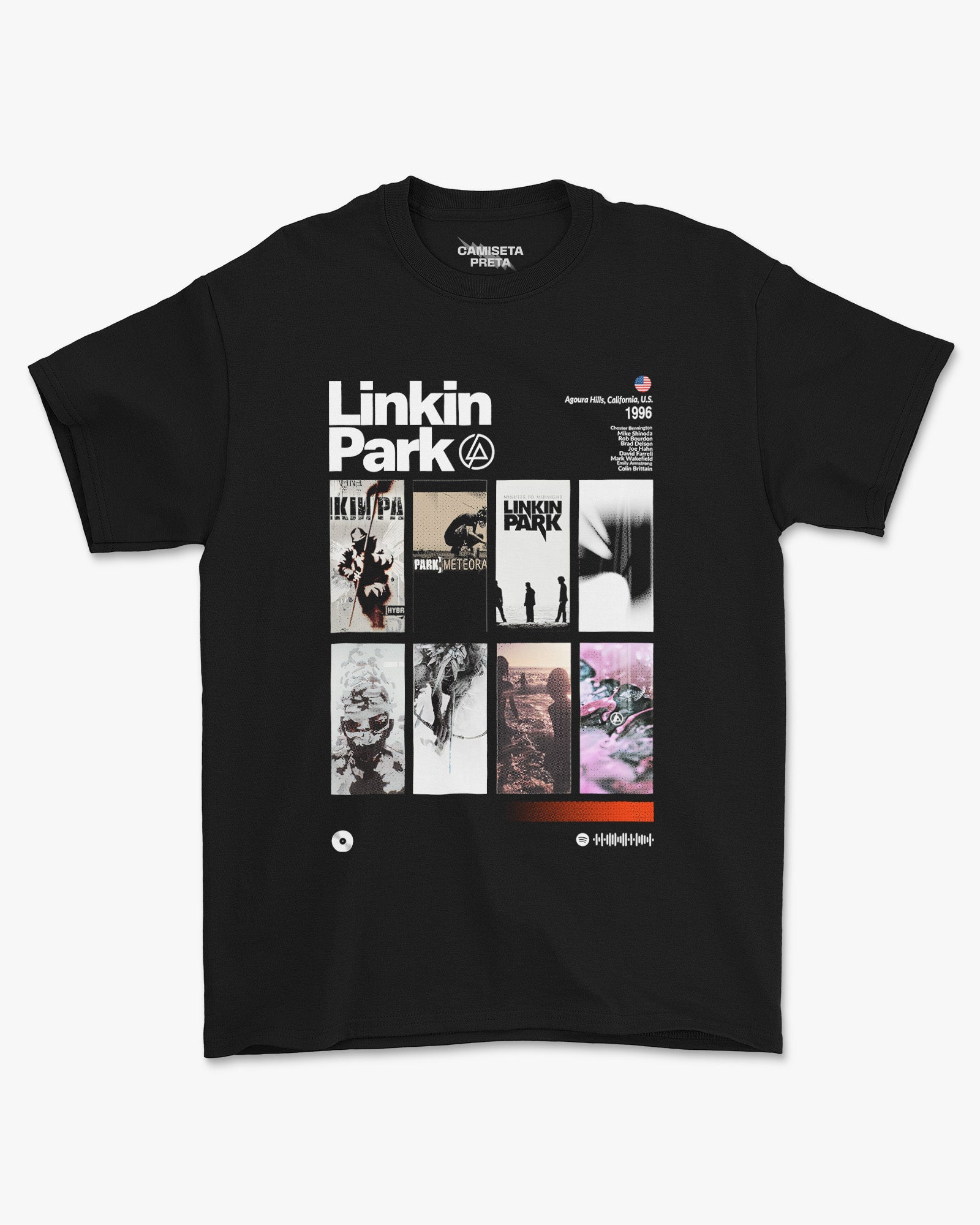 Camiseta Preta Linkin Park Discografia