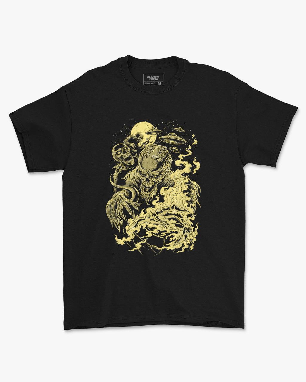 Camiseta Rock Skull Ovni Estampa