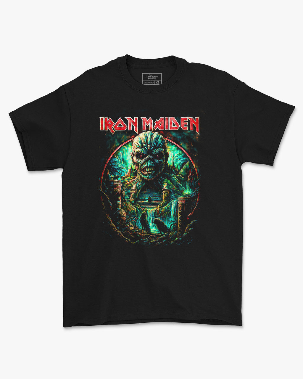 Camiseta Preta Iron Maiden Eddie Village
