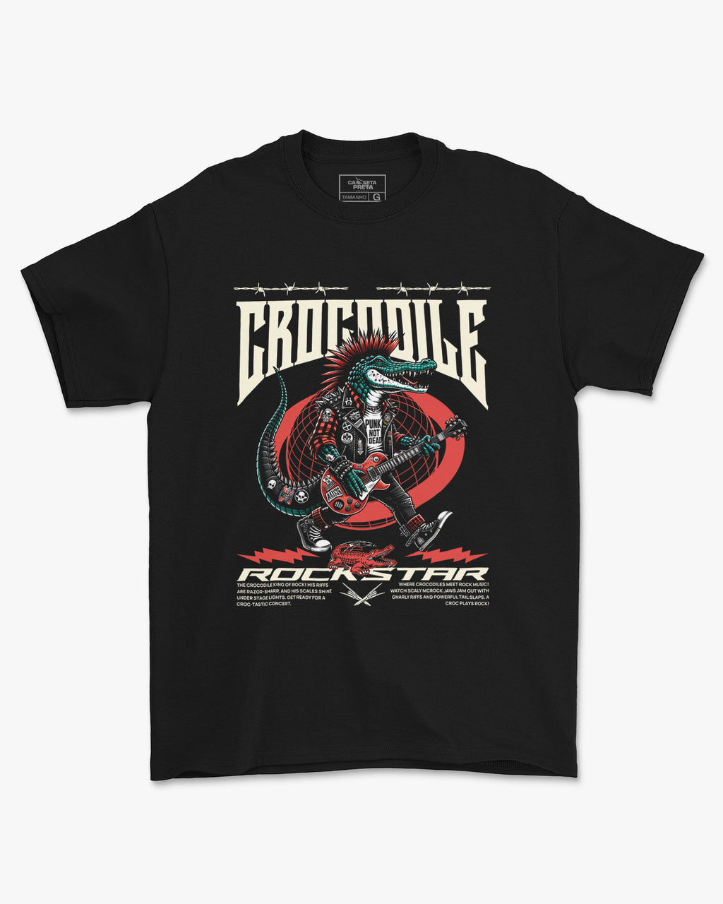 Camiseta Crocodile Rockstar Estilo Selvagem