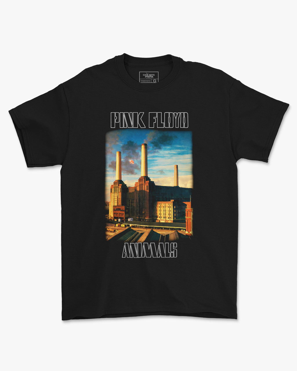 Camiseta Preta Pink Floyd Animals Rock Progressivo 70s Unissex