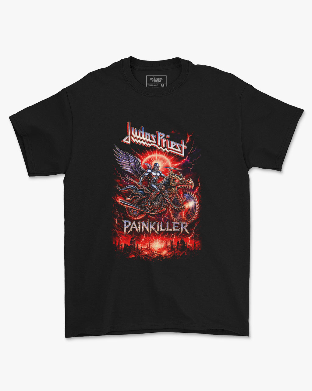 Camiseta Preta Judas Priest Painkiller