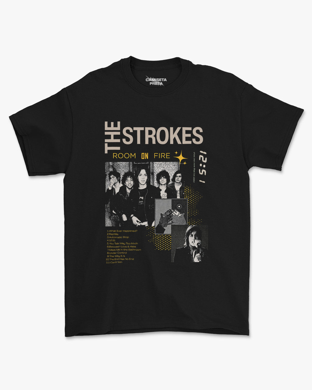 Camiseta Preta The Strokes Room On Fire às 12:51