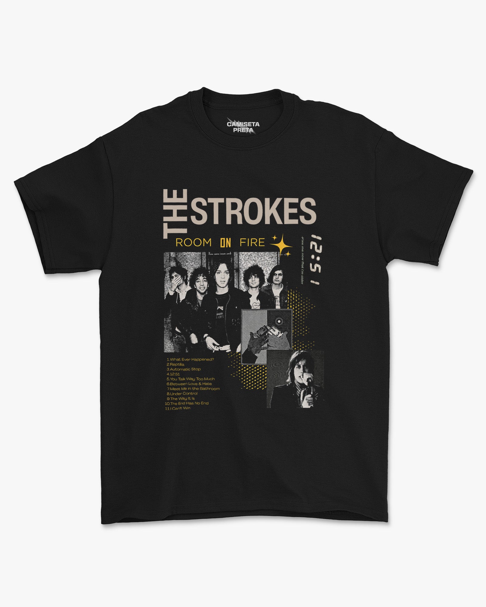 Camiseta Preta The Strokes Room On Fire às 12:51