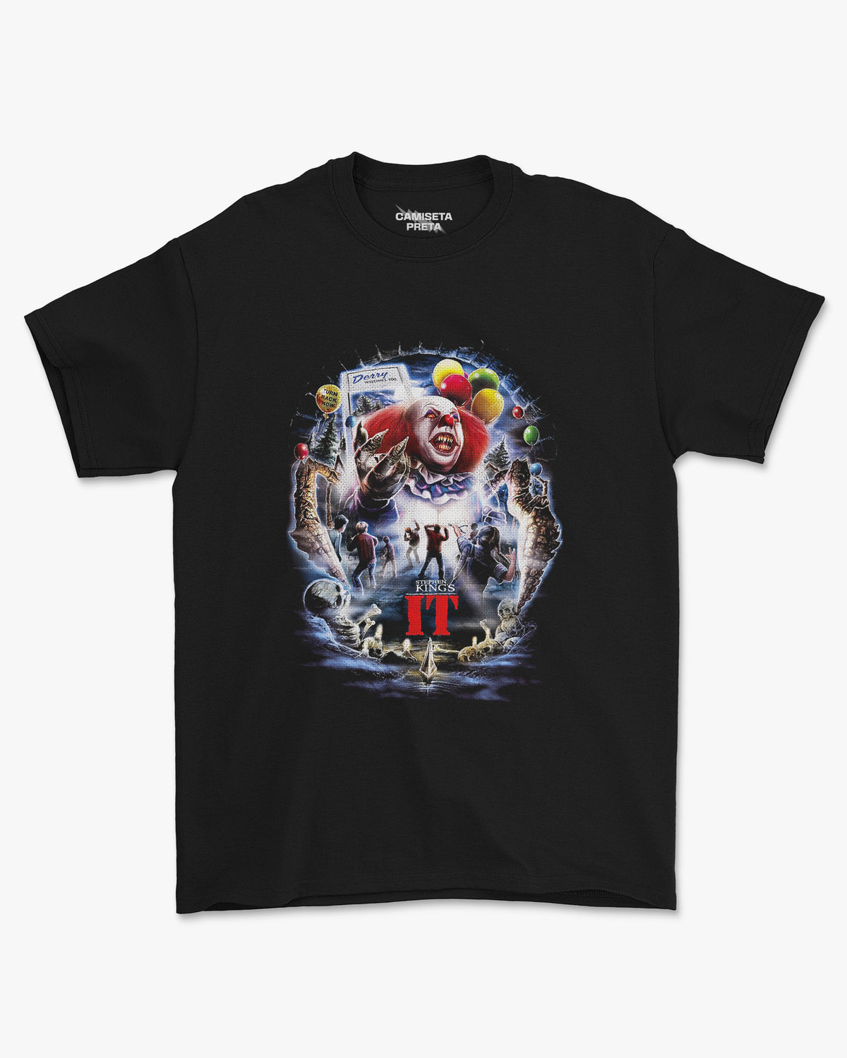 Camiseta Preta IT Everyone Floats Eventually