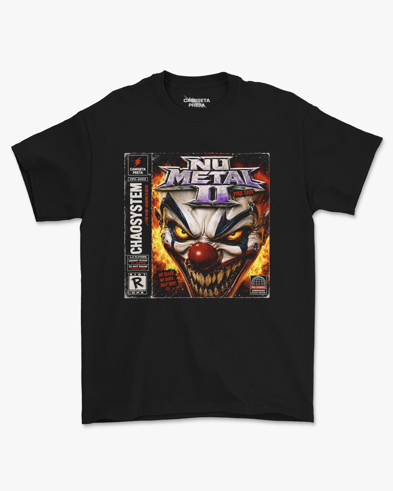 Camiseta Preta Chaos System No Rules Just Riot