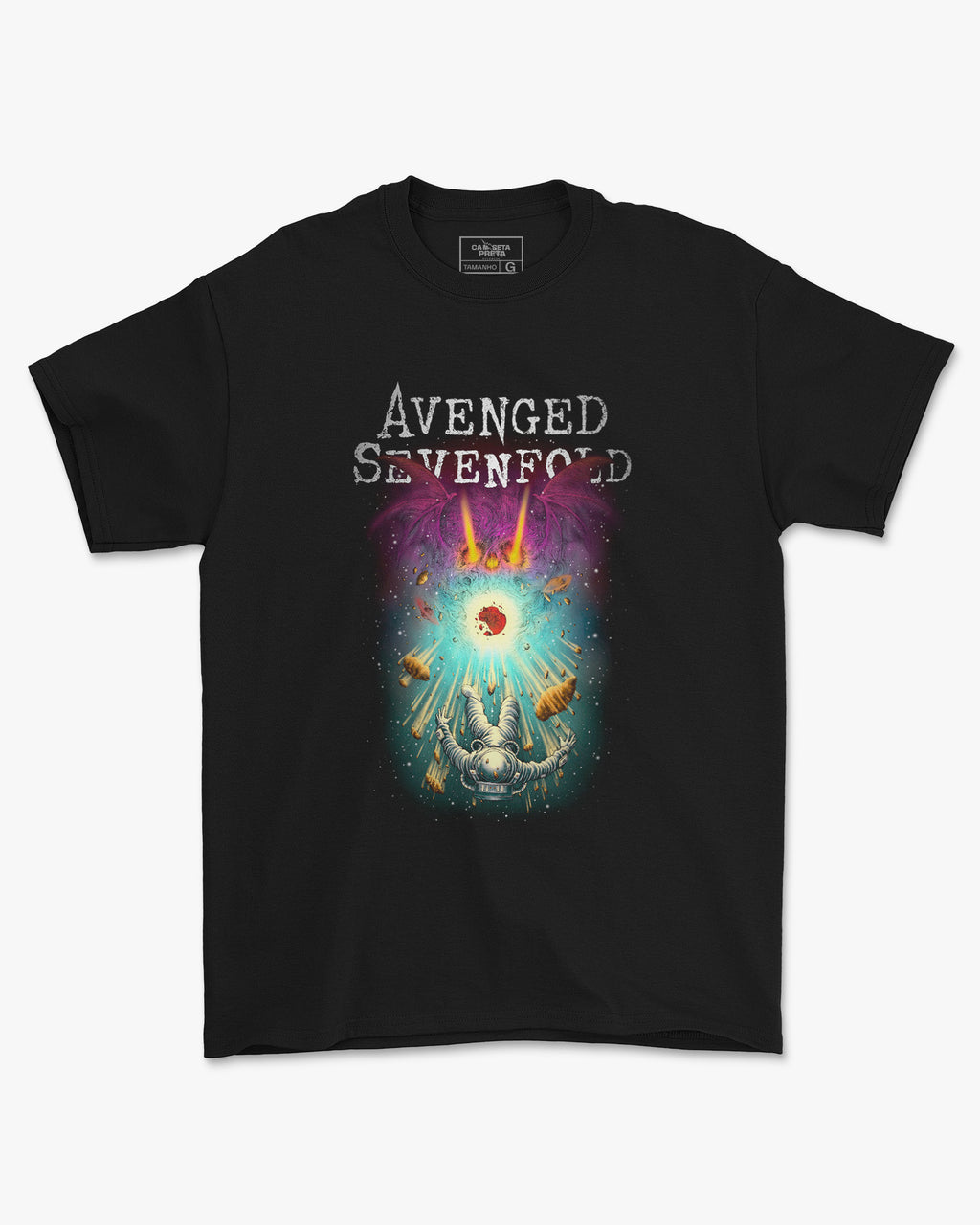 Camiseta Preta Avenged Sevenfold Space