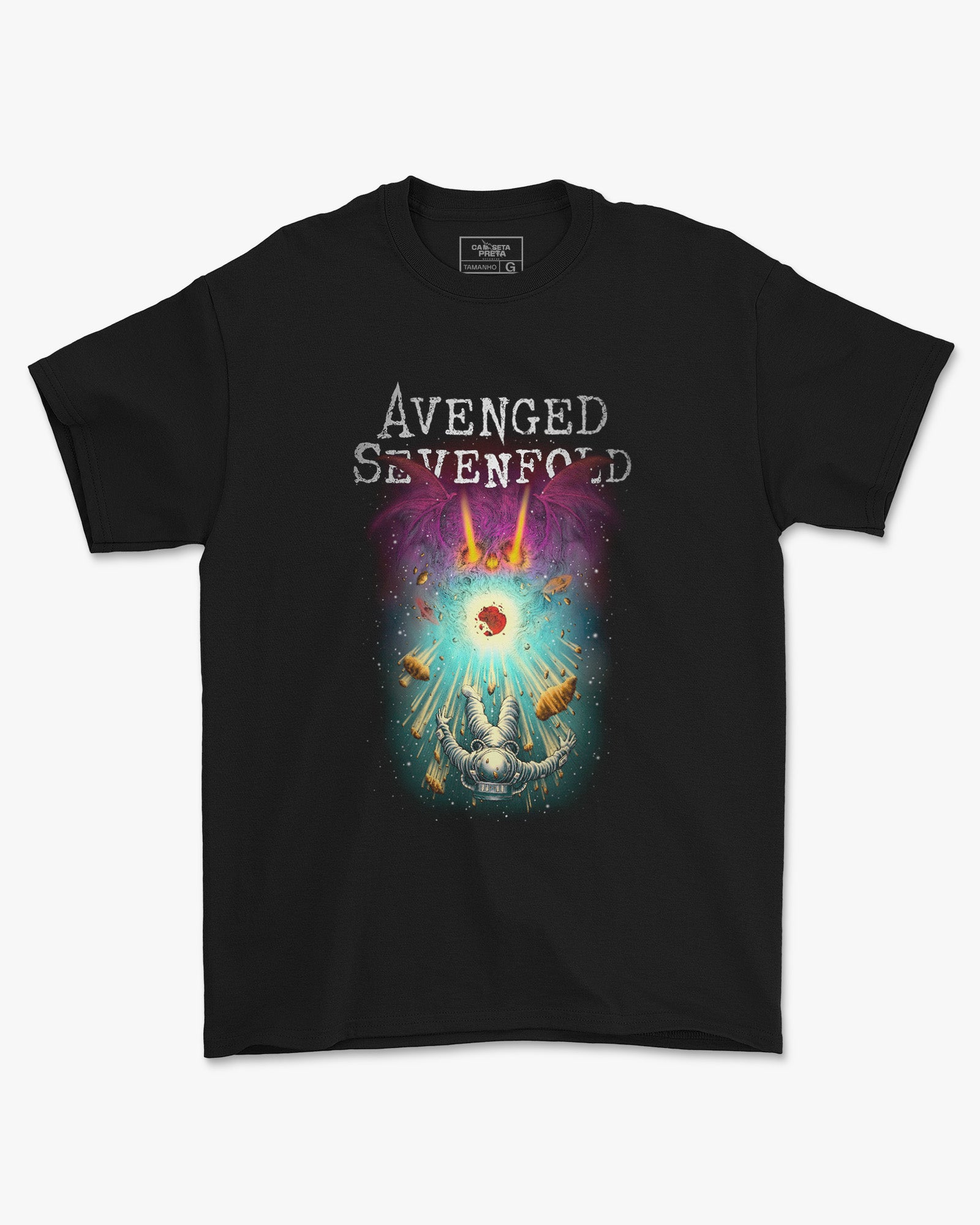 Camiseta Preta Avenged Sevenfold Space