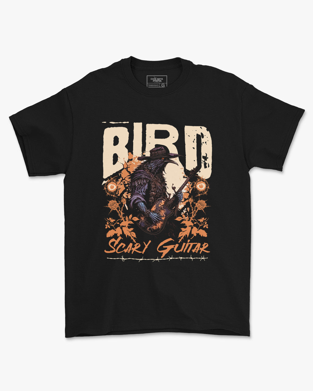 Camiseta Byrd Scary Guitar Rock Clássico