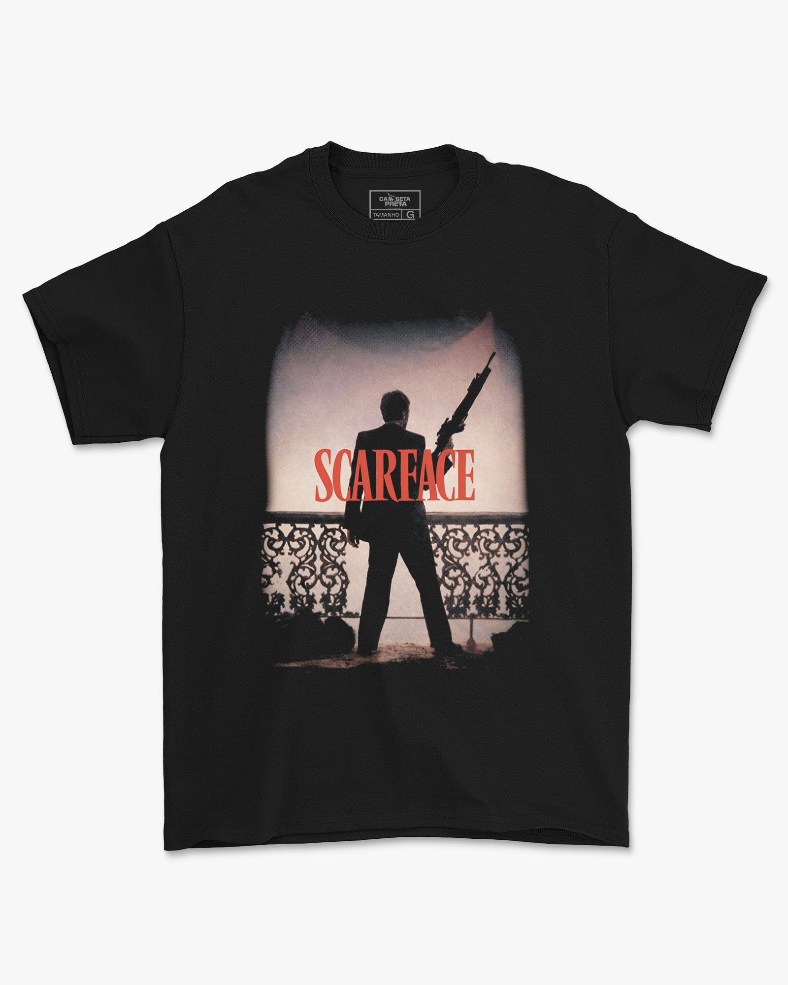 Camiseta Preta Scarface Tony Montana Cena Clássica Unissex