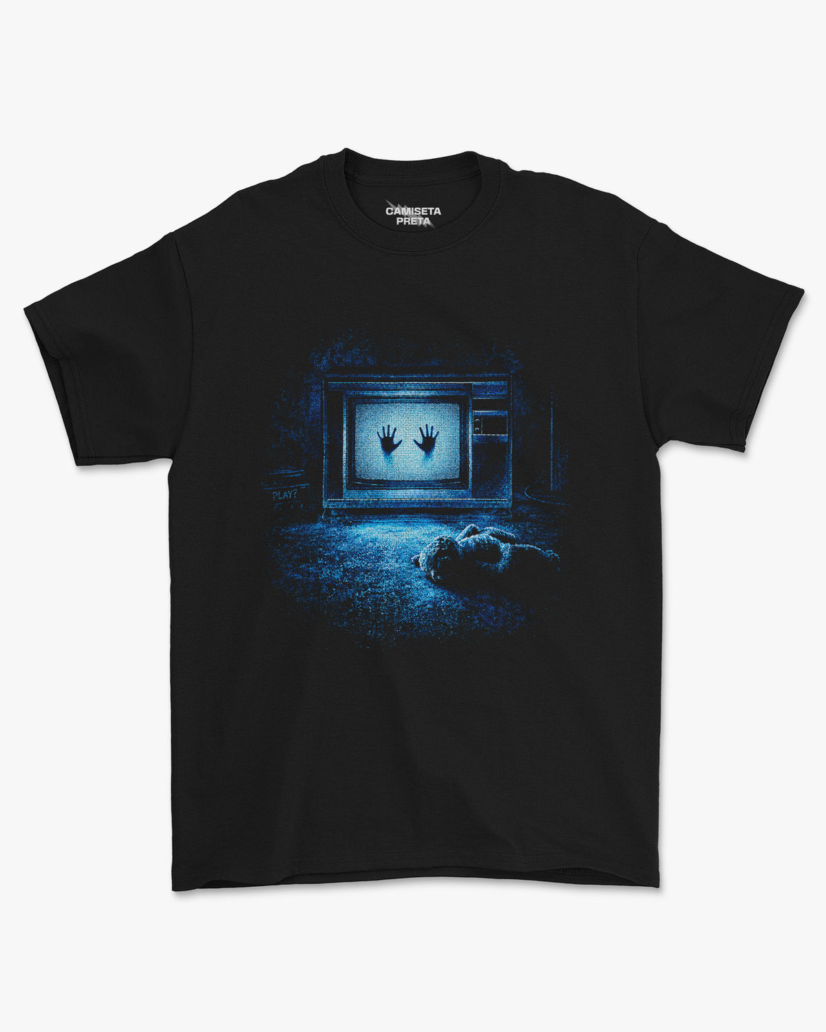Camiseta Preta Poltergeist Don’t Touch the Screen