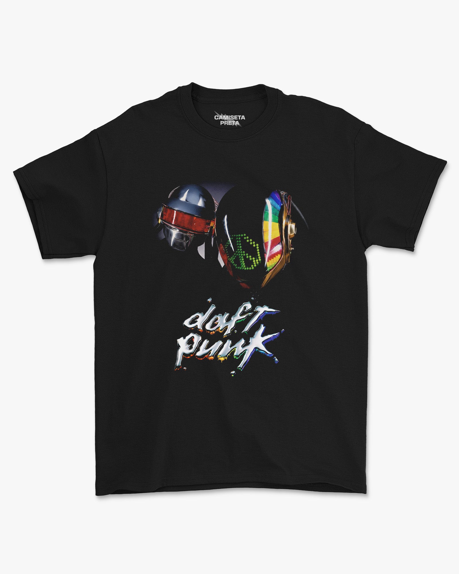Camiseta Preta Daft Punk Rainbow Circuit