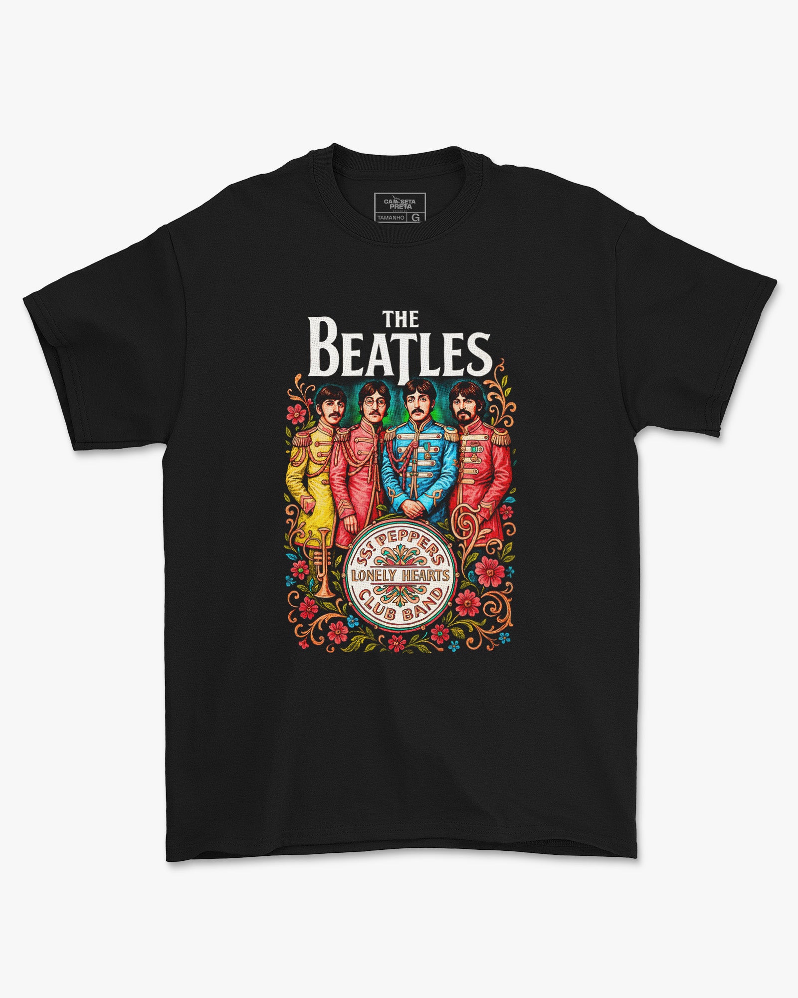 Camiseta Preta Beatles Sgt. Pepper’s Lonely Hearts
