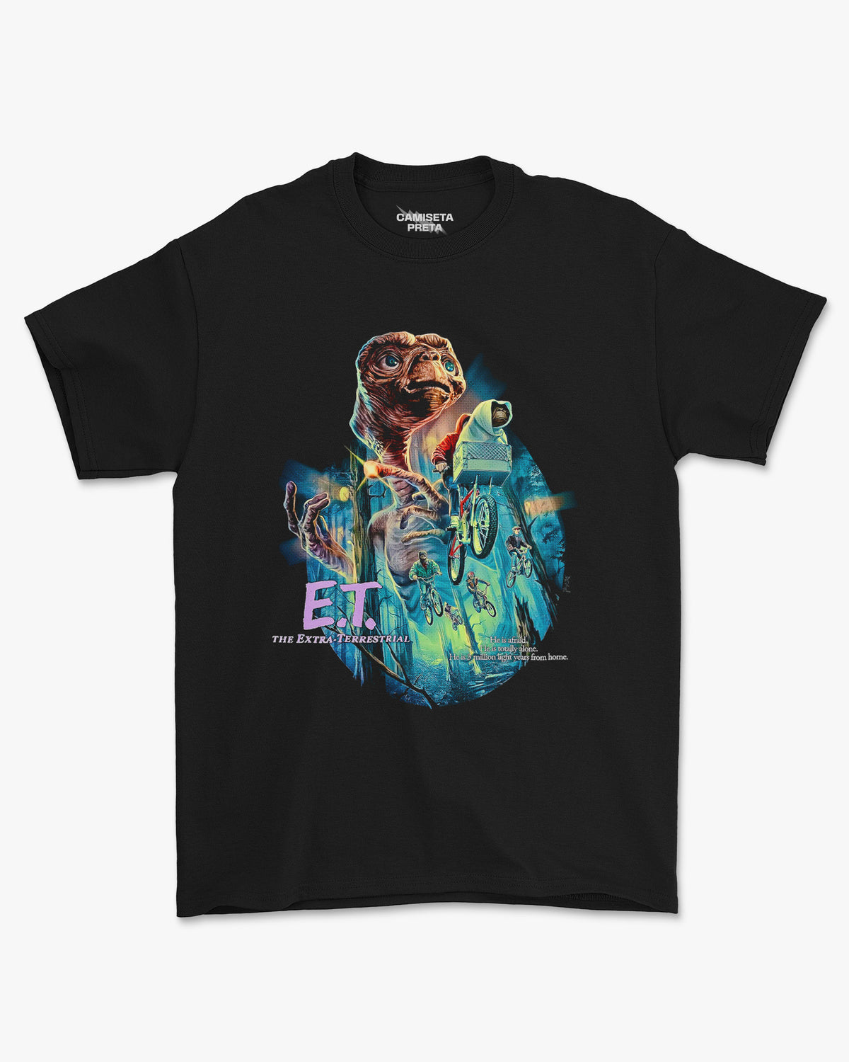 Camiseta Preta E.T.  A Million Light Years From Home