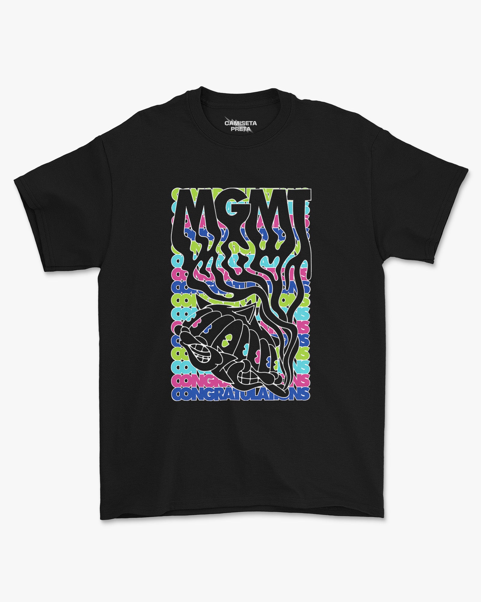 Camiseta Preta MGMT Indie Psicodélico Colorwave
