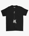 Camiseta Preta Rock Guitar em Preto e Branco