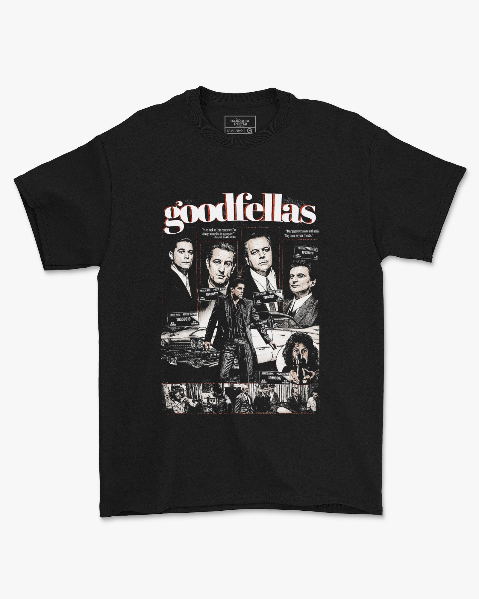 Camiseta Preta Goodfellas Quadrinhos Elenco Design Unissex