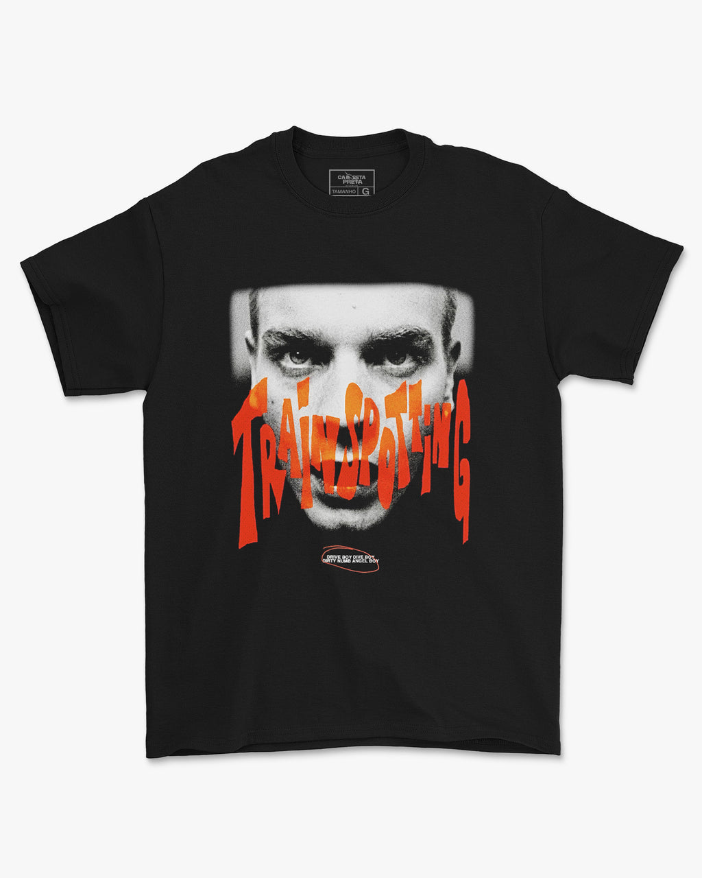 Camiseta Preta Trainspotting Cultura Underground Unissex
