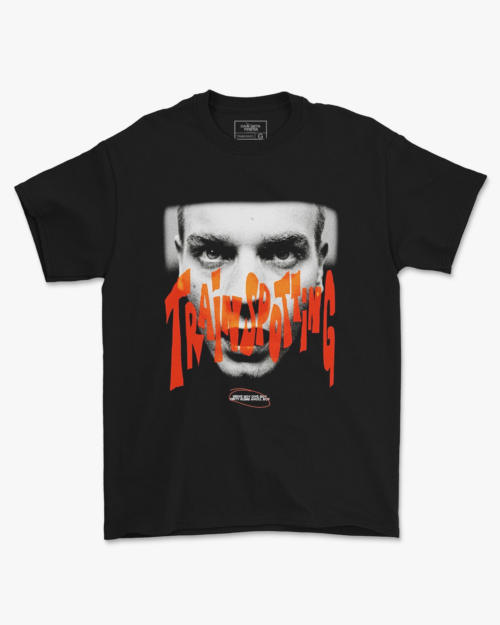 Camiseta Preta Trainspotting Cultura Underground Unissex