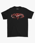 Camiseta Preta Van Halen Iniciais Logo Círculo Vermelho Unissex