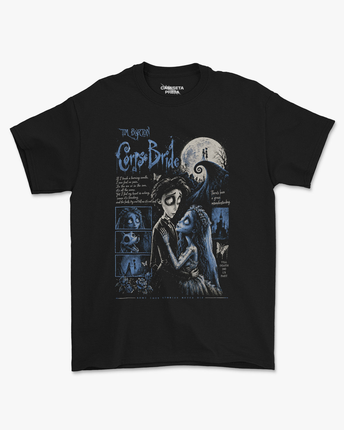 Camiseta Preta Corpse Bride  Till Death Do Us Part