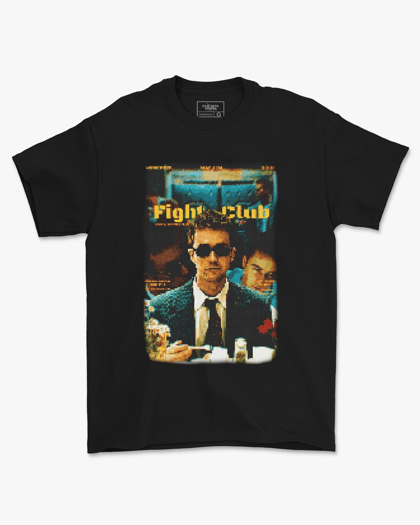 Camiseta Preta Fight Club Pixels Arte Digital Unissex