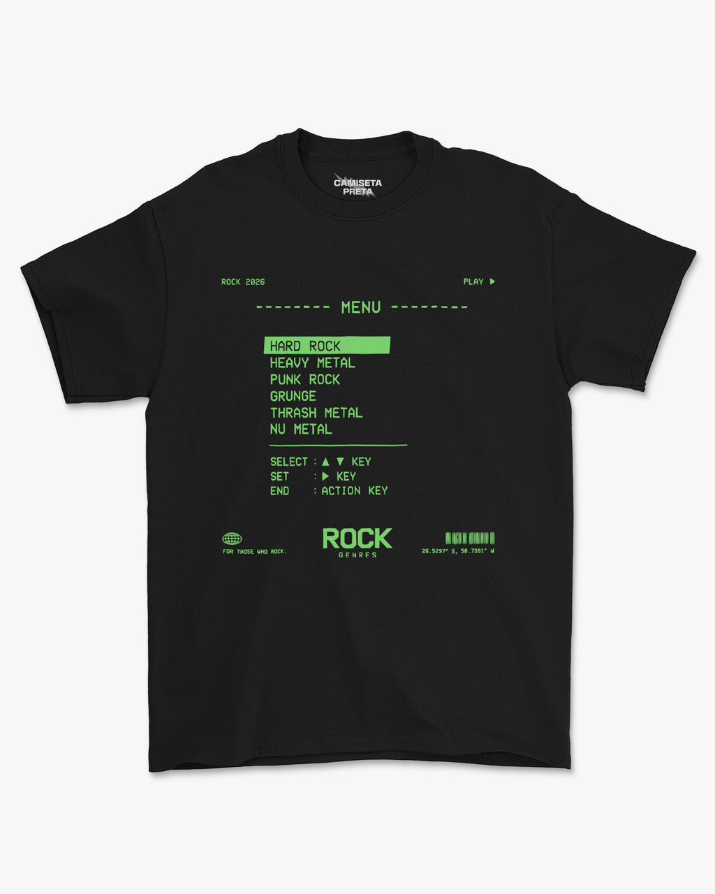 Camiseta Preta Rock Selection For Those Who Rock