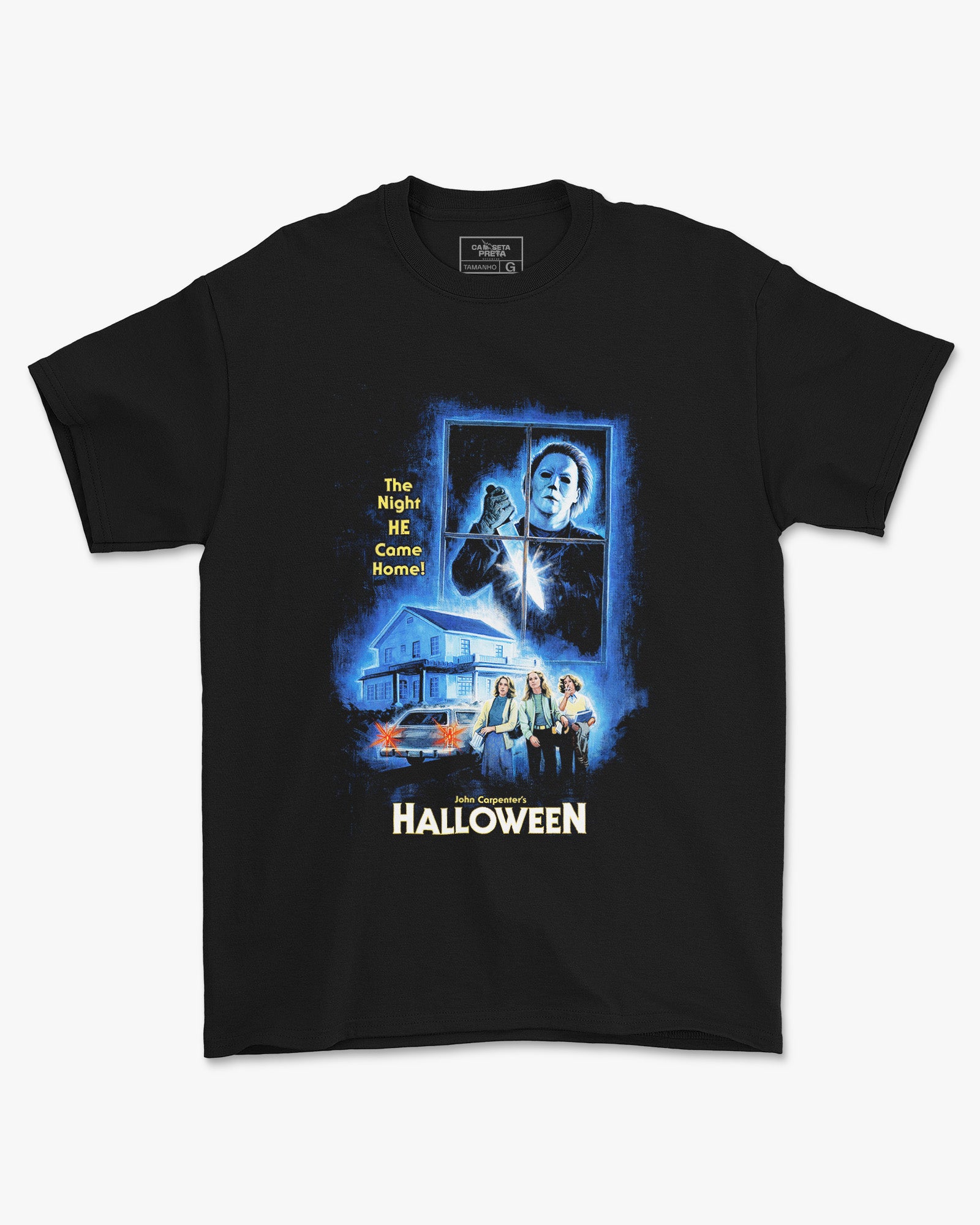 Camiseta Preta Halloween The Night He Comes Home Unissex