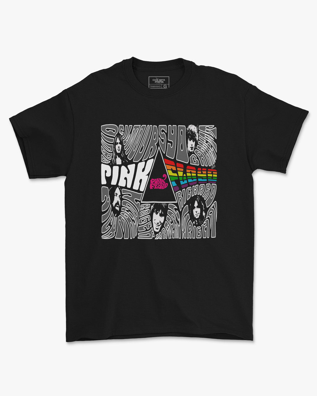 Camiseta Preta Pink Floyd Names