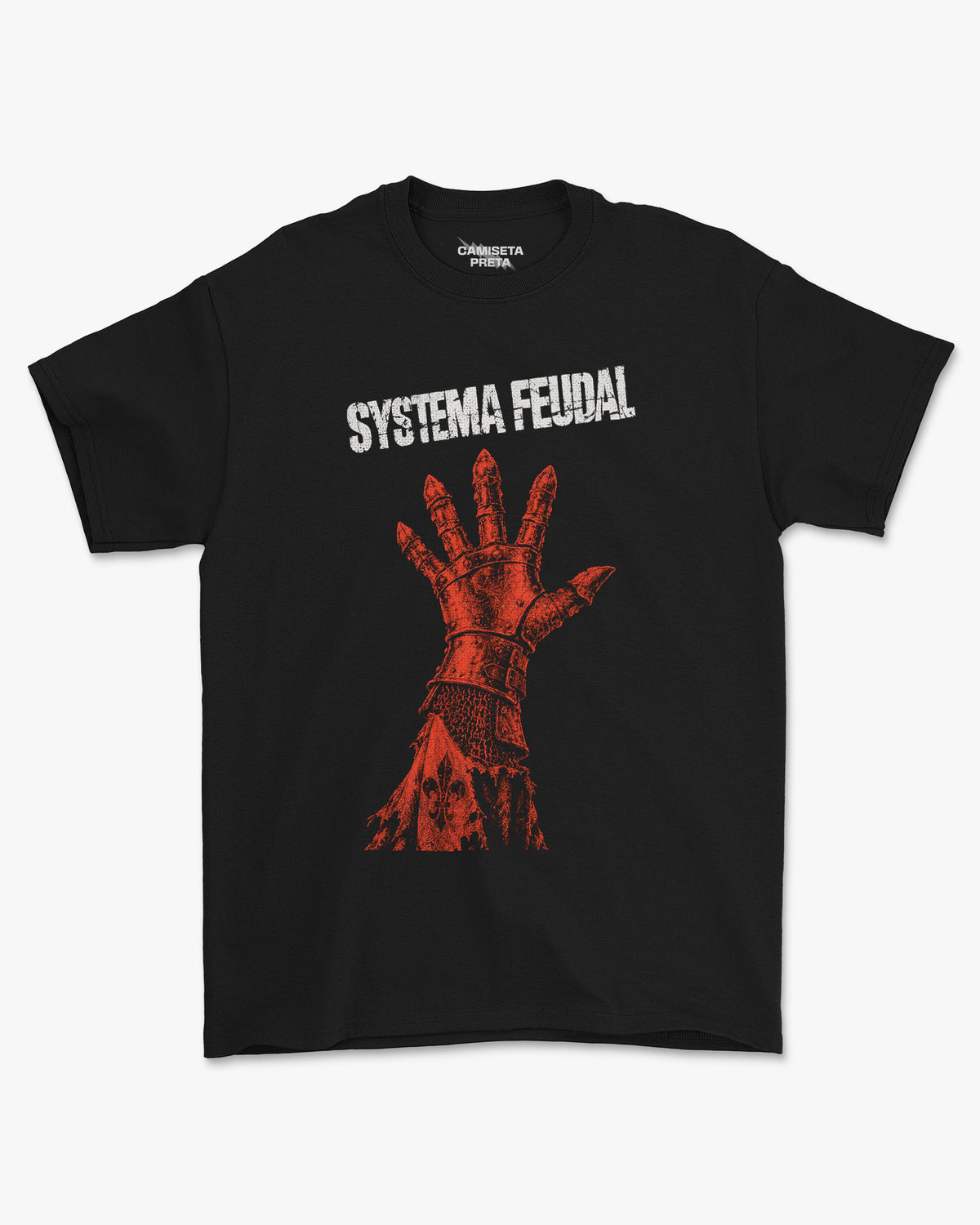 Camiseta Preta Sistema Feudal Medieval Armor