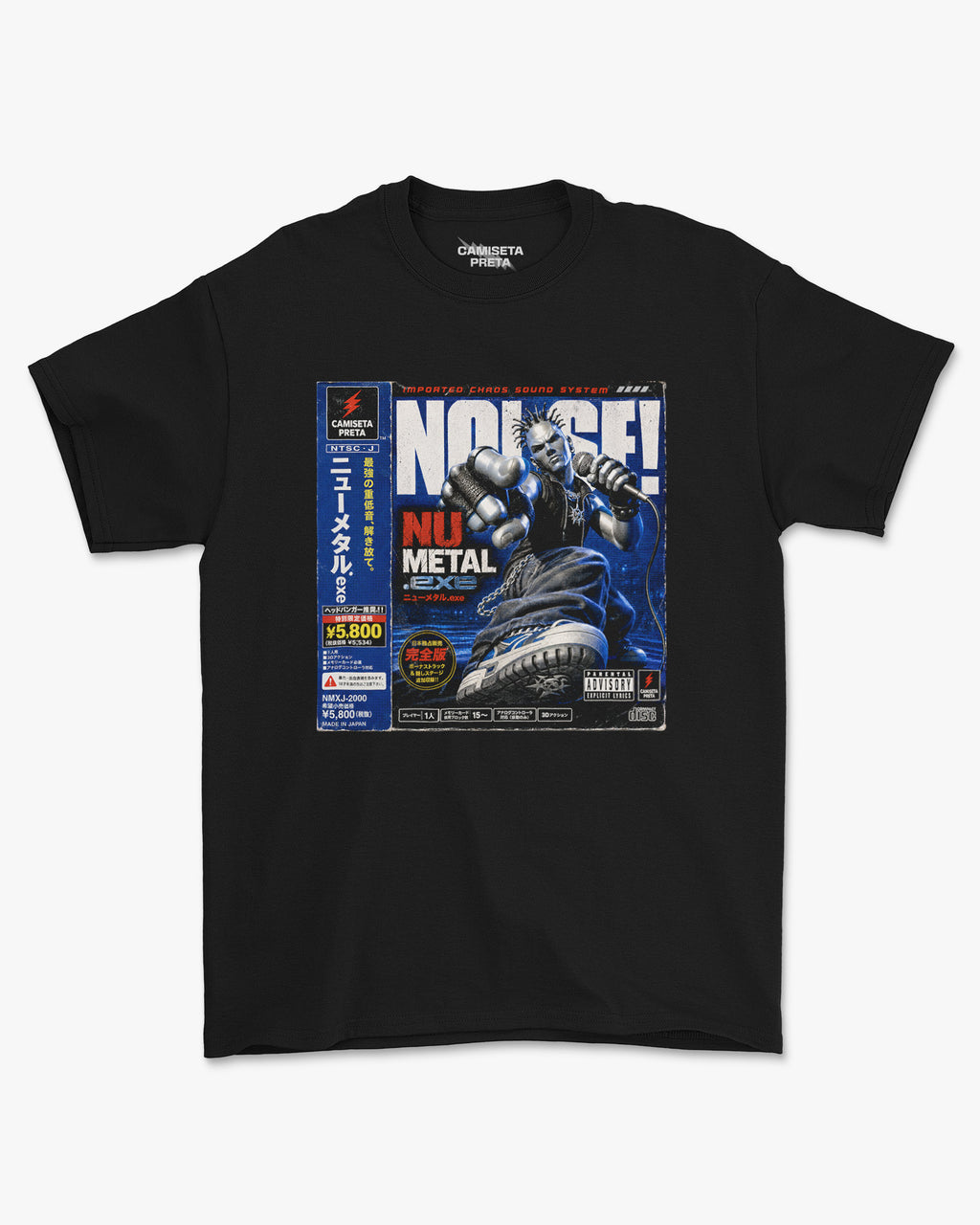 Camiseta Preta Noise Imported Chaos Sound System