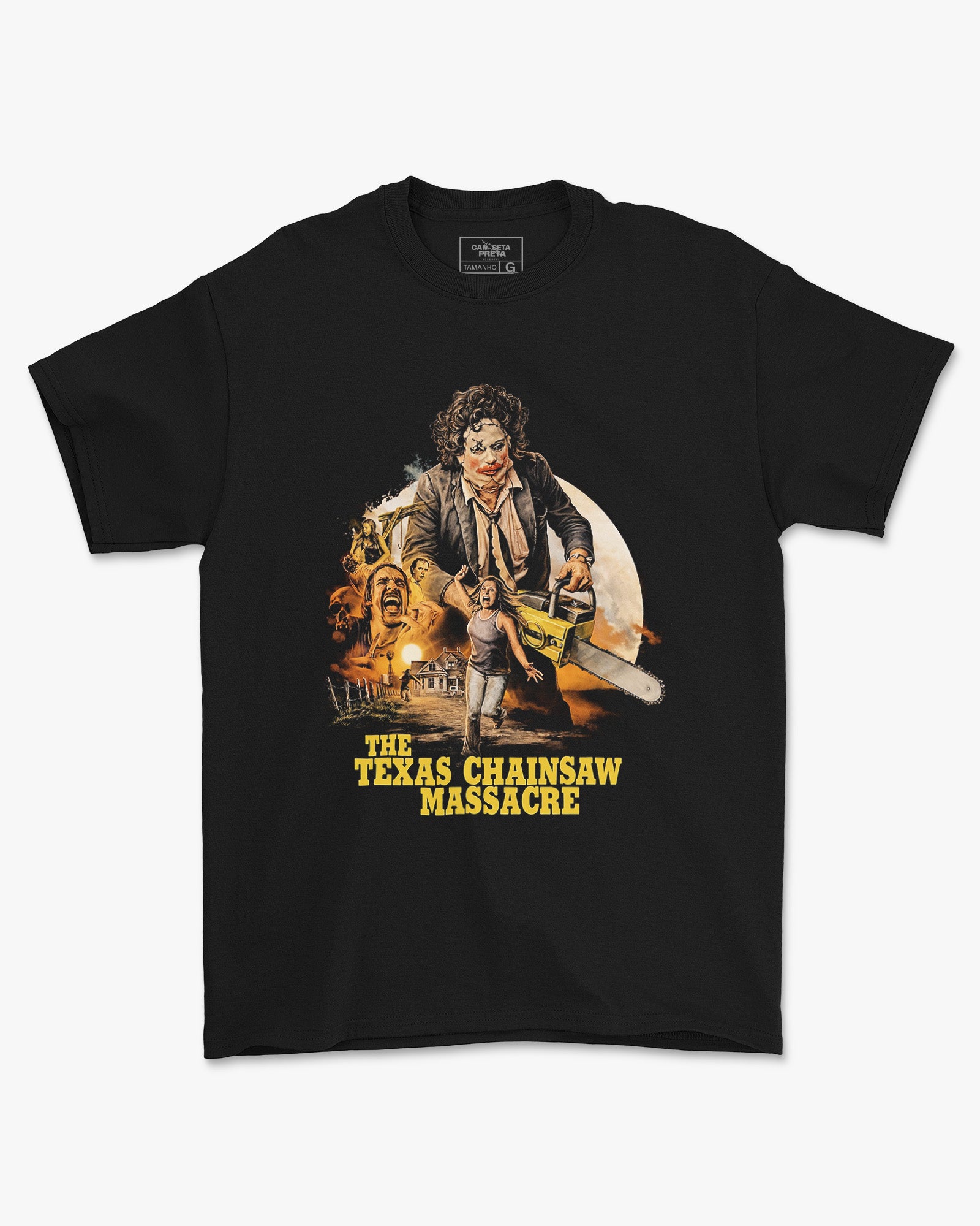 Camiseta Preta The Texas Chainsaw Massacre Personagens Unissex